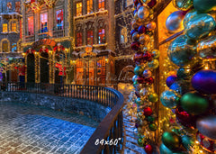 Retro Building Christmas Photo Backdrop - Layoris