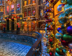 Retro Building Christmas Photo Backdrop - Layoris