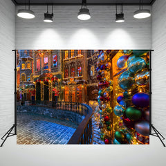 Layoris Retro Building Christmas Photo Backdrop