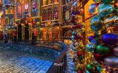 Retro Building Christmas Photo Backdrop - Layoris