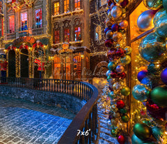 Retro Building Christmas Photo Backdrop - Layoris