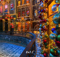 Retro Building Christmas Photo Backdrop - Layoris