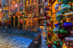 Retro Building Christmas Photo Backdrop - Layoris