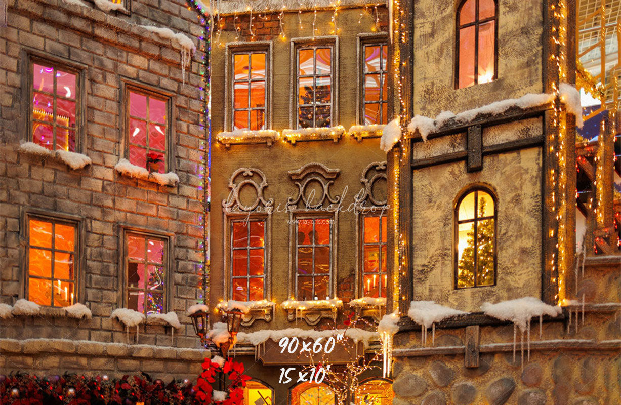 European Castle Christmas Photo Backdrop - Layoris
