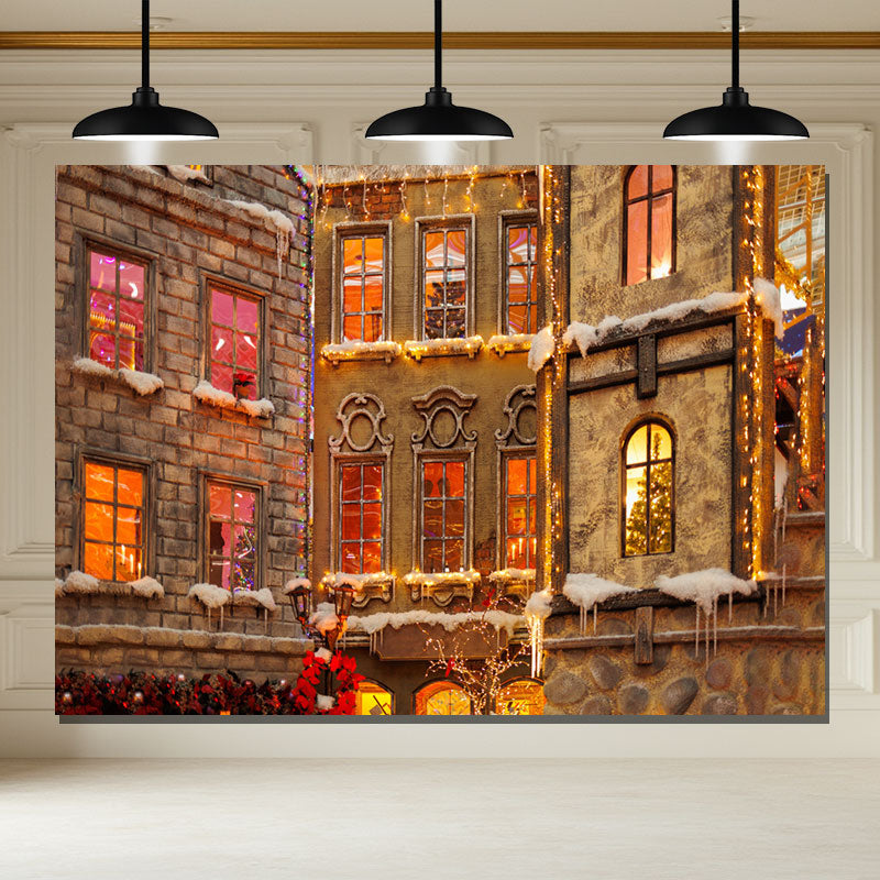 Layoris European Castle Christmas Photo Backdrop