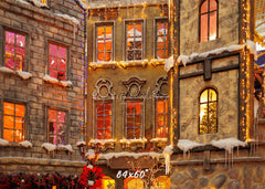 European Castle Christmas Photo Backdrop - Layoris