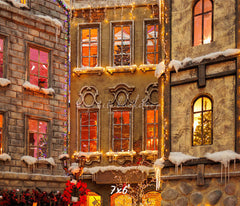 European Castle Christmas Photo Backdrop - Layoris