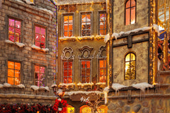 European Castle Christmas Photo Backdrop - Layoris