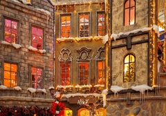 European Castle Christmas Photo Backdrop - Layoris