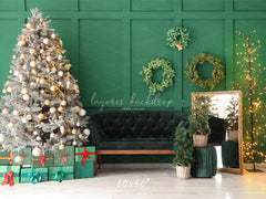 Green Wall Garland Sofa Christmas Backdrop - Layoris