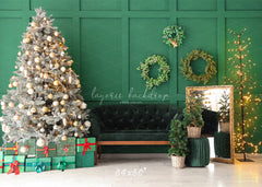 Green Wall Garland Sofa Christmas Backdrop - Layoris