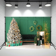 Layoris Green Wall Garland Sofa Christmas Backdrop