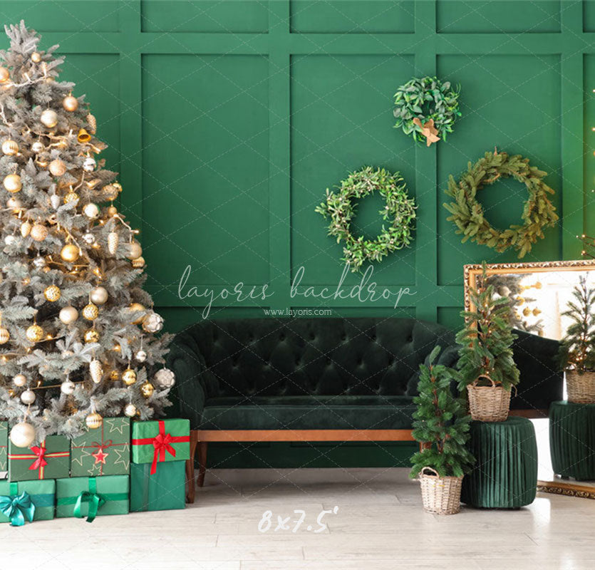 Green Wall Garland Sofa Christmas Backdrop - Layoris