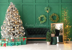 Green Wall Garland Sofa Christmas Backdrop - Layoris