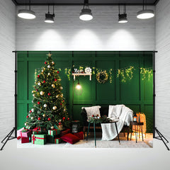 Layoris Green Wall Garland Lights Christmas Backdrop