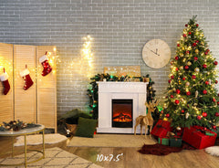 Brick Wall Fireplace Socks Christmas Backdrop - Layoris