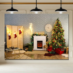 Layoris Brick Wall Fireplace Socks Christmas Backdrop