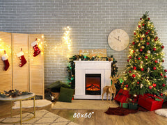 Brick Wall Fireplace Socks Christmas Backdrop - Layoris