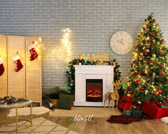 Brick Wall Fireplace Socks Christmas Backdrop - Layoris