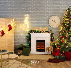 Brick Wall Fireplace Socks Christmas Backdrop - Layoris