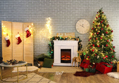 Brick Wall Fireplace Socks Christmas Backdrop - Layoris