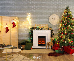 Brick Wall Fireplace Socks Christmas Backdrop - Layoris