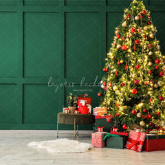 Green Wall Christmas Tree Holiday Backdrop - Layoris