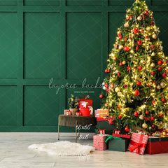Green Wall Christmas Tree Holiday Backdrop - Layoris