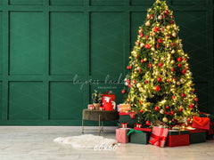 Green Wall Christmas Tree Holiday Backdrop - Layoris