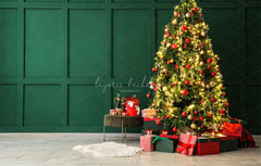 Green Wall Christmas Tree Holiday Backdrop - Layoris
