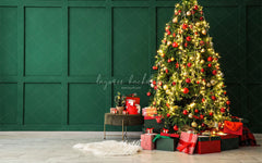 Green Wall Christmas Tree Holiday Backdrop - Layoris