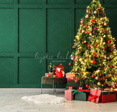 Green Wall Christmas Tree Holiday Backdrop - Layoris