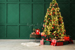 Green Wall Christmas Tree Holiday Backdrop - Layoris