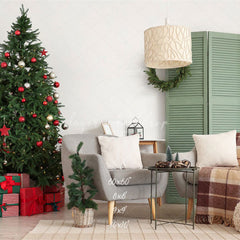 Green Door Christmas Tree Chair Holiday Backdrop - Layoris