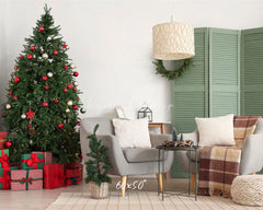 Green Door Christmas Tree Chair Holiday Backdrop - Layoris
