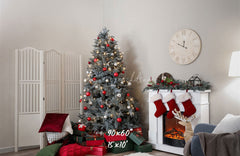 White Stove Clock Christmas Photo Backdrop - Layoris