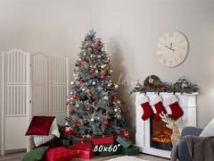 White Stove Clock Christmas Photo Backdrop - Layoris