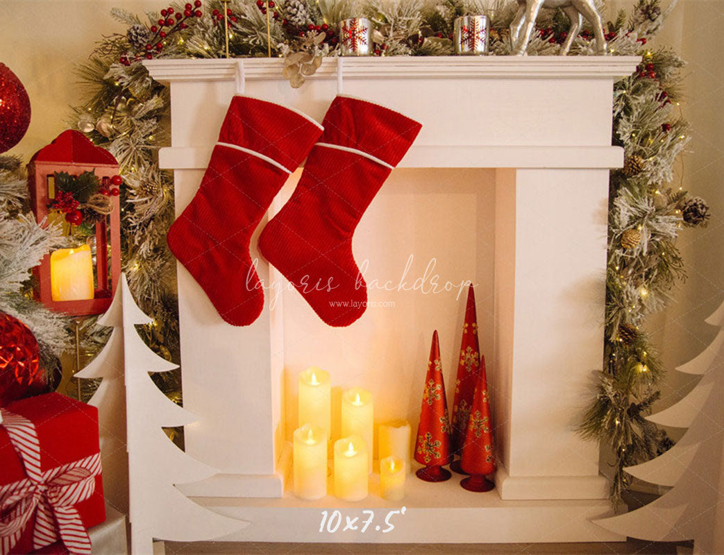 Candle Fireplace Socks Christmas Party Backdrop - Layoris