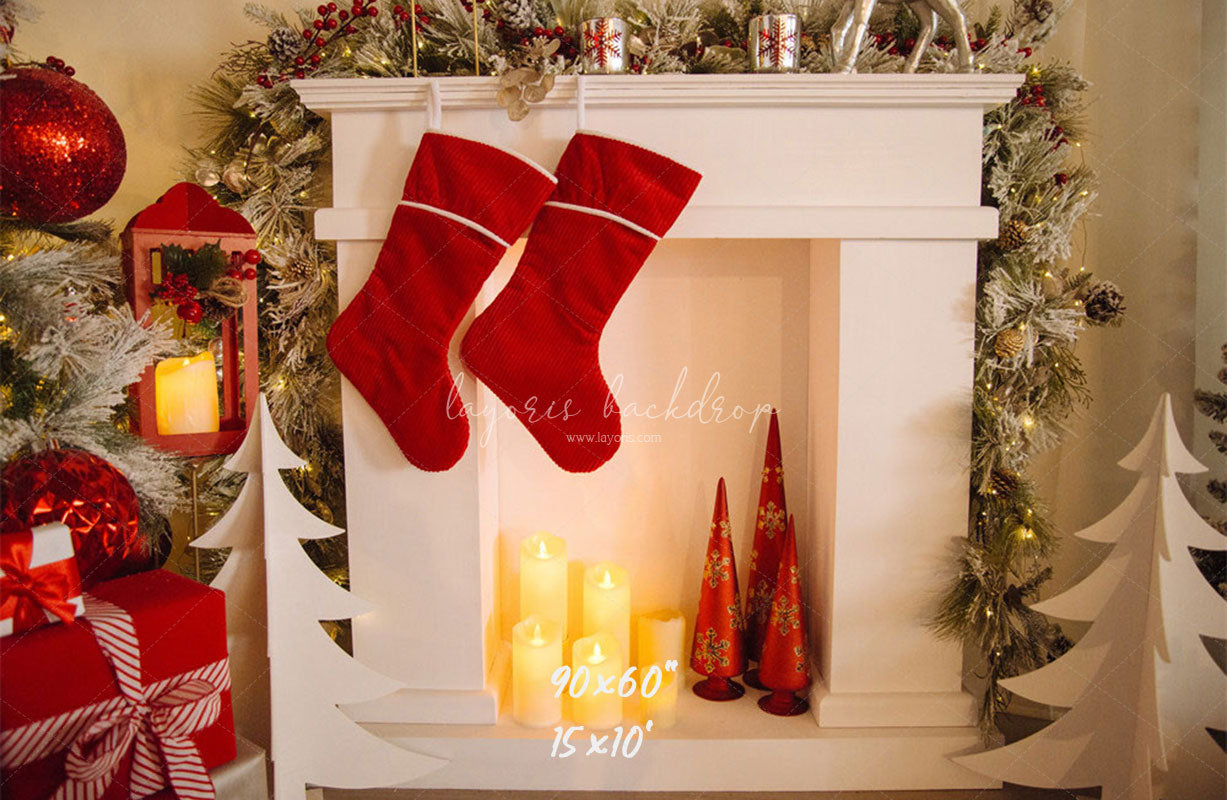 Candle Fireplace Socks Christmas Party Backdrop - Layoris