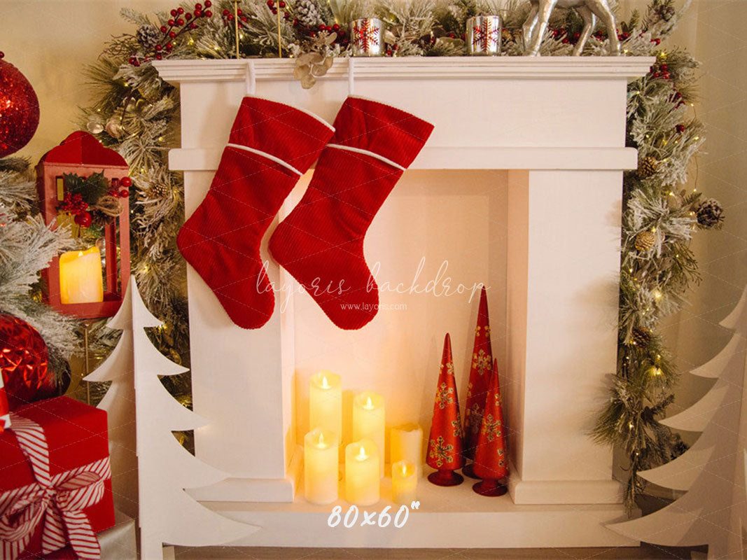 Candle Fireplace Socks Christmas Party Backdrop - Layoris