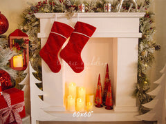 Candle Fireplace Socks Christmas Party Backdrop - Layoris