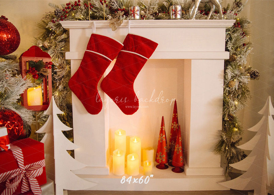 Candle Fireplace Socks Christmas Party Backdrop - Layoris
