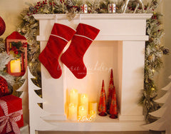 Candle Fireplace Socks Christmas Party Backdrop - Layoris