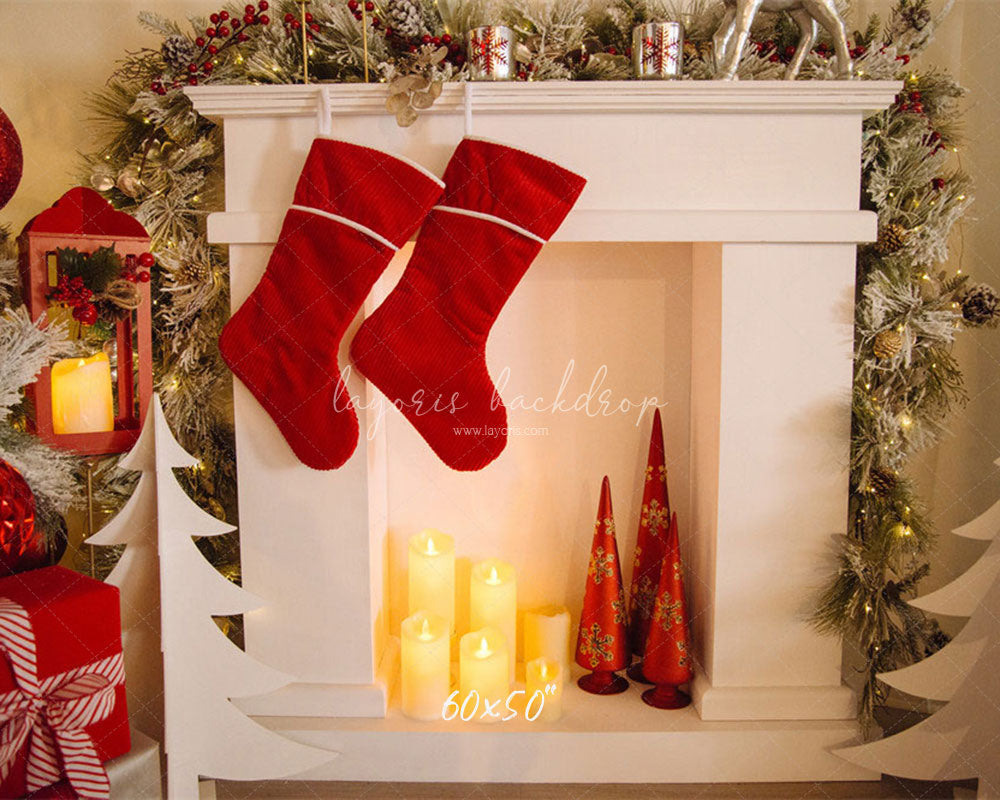 Candle Fireplace Socks Christmas Party Backdrop - Layoris