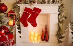 Candle Fireplace Socks Christmas Party Backdrop - Layoris