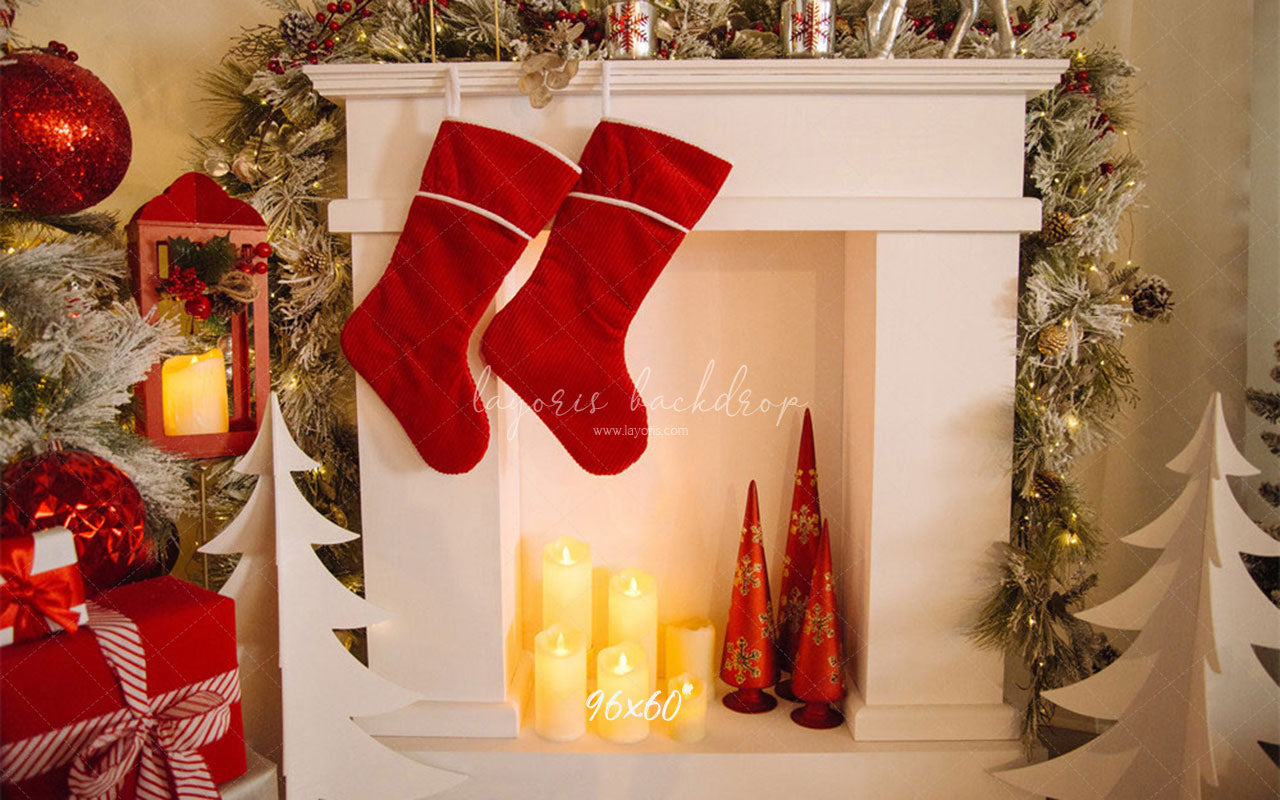 Candle Fireplace Socks Christmas Party Backdrop - Layoris