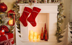 Candle Fireplace Socks Christmas Party Backdrop - Layoris