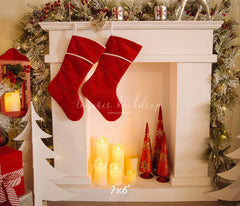 Candle Fireplace Socks Christmas Party Backdrop - Layoris
