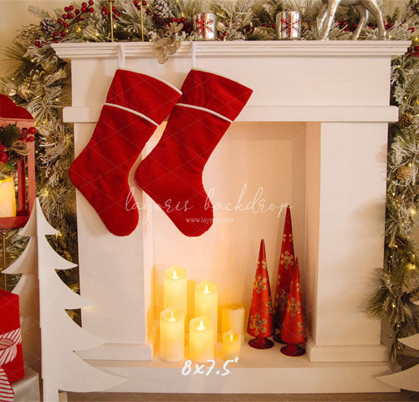 Candle Fireplace Socks Christmas Party Backdrop - Layoris