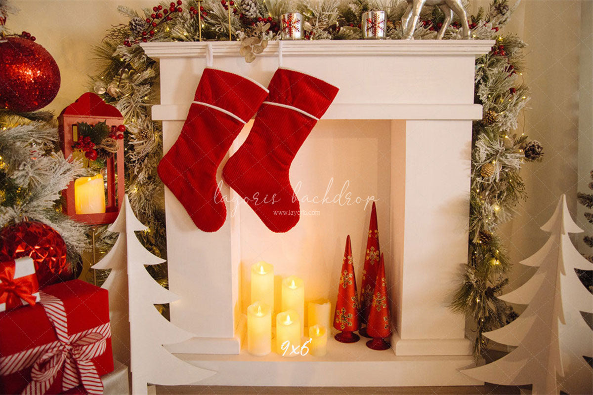 Candle Fireplace Socks Christmas Party Backdrop - Layoris